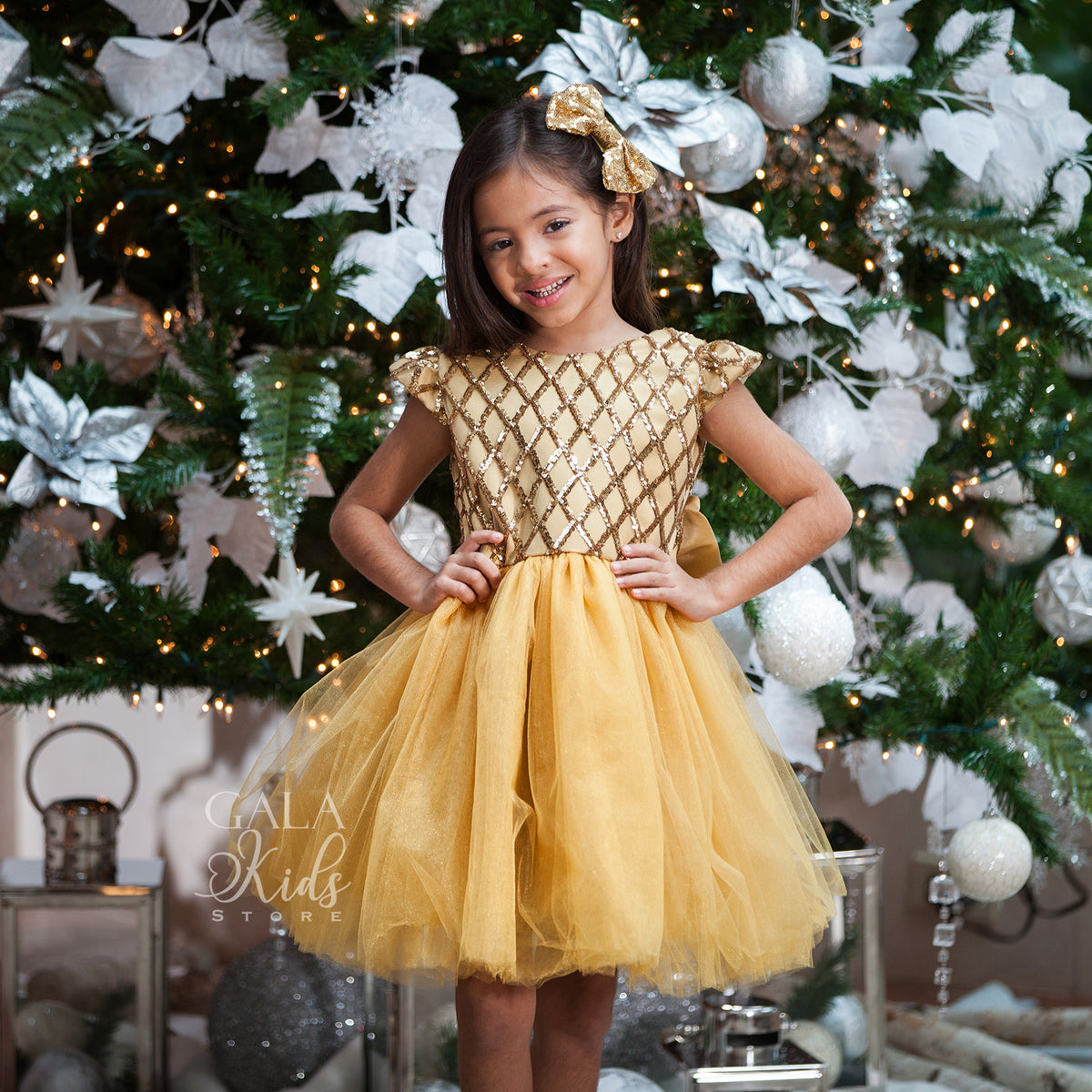 Emily Gold Dress Gala Kids Store